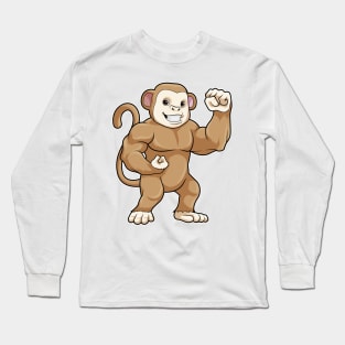 Monkey as Bodybuilder at Bodybuilding Long Sleeve T-Shirt